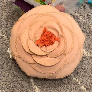 EUC pink with gold stitching flower throw pillow